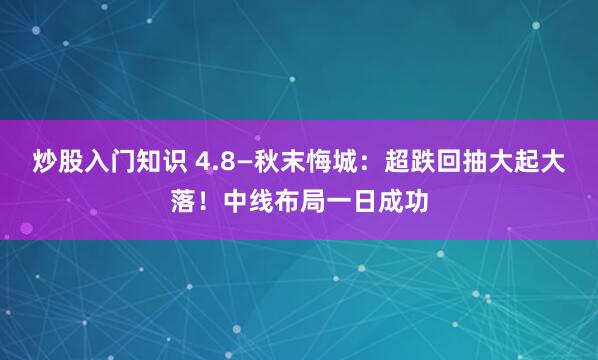 炒股入门知识 4.8—秋末悔城：超跌回抽大起大落！中线布局一日成功