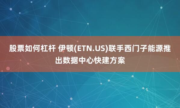 股票如何杠杆 伊顿(ETN.US)联手西门子能源推出数据中心快建方案